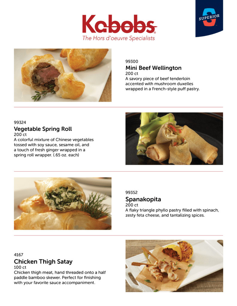 Kabobs Hors d'oeuvres Superior Foods Co.