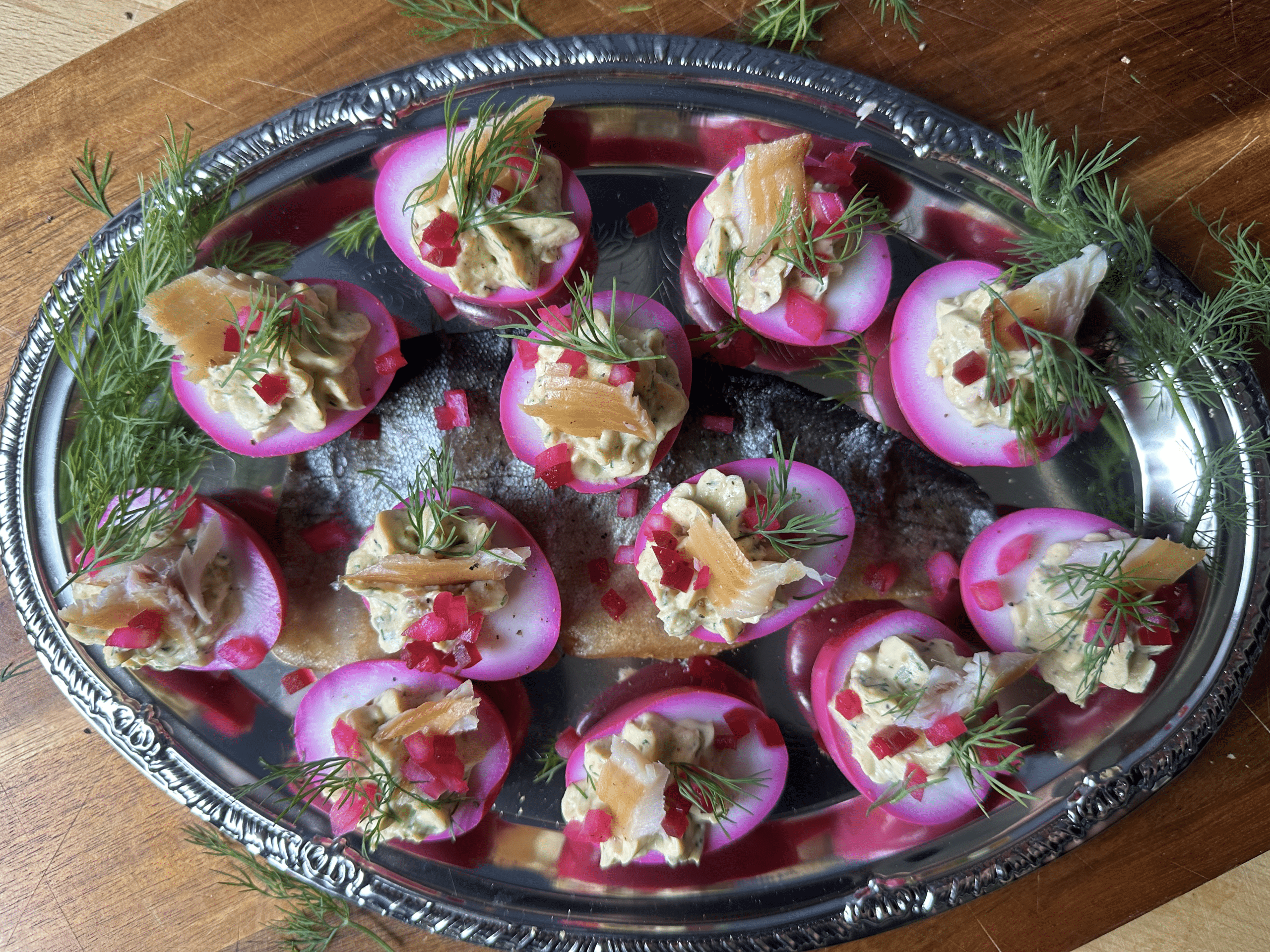 Smoked Trout Deviled Eggs